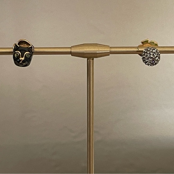 Kate Spade - Earrings & matching black rhinestone cat ear bracelet - Picture 1 of 6